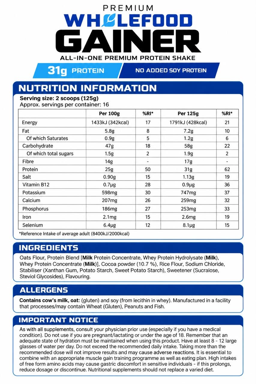 USN Premium Wholefood Gainer 2kg - Image 3